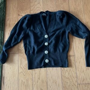 Soft black cardigan with rhinestone buttons